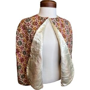 Vintage 60’s/70’s Needlepoint Tapestry Satin Lined Cape Size S/M